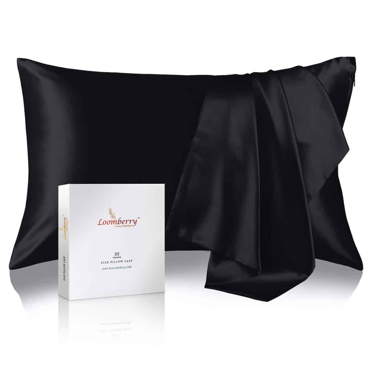 Funda de Almohada de Seda 100% Pura de -Negro