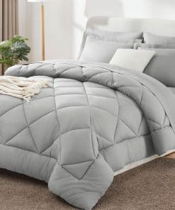 Juego de Edredón Completo CozyLux con Sábanas -Gris Claro