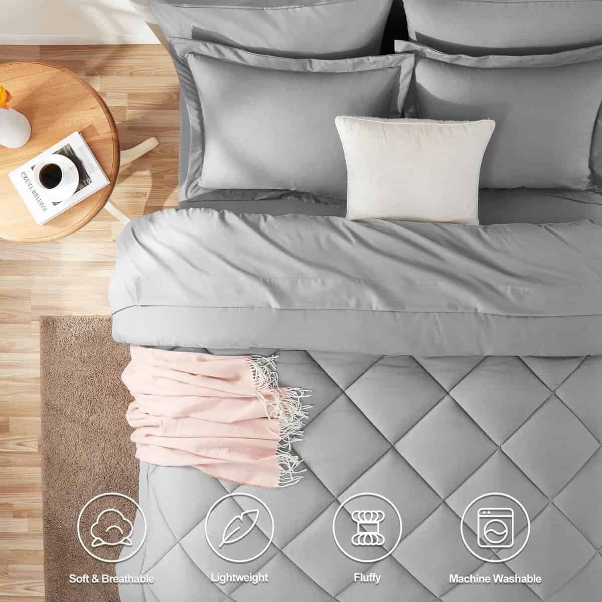 Juego de Edredón Completo CozyLux con Sábanas -Gris Claro - Imagen 3