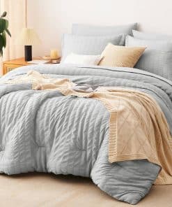 Set de Ropa de Cama CozyLux Queen en Gris Claro con Textura