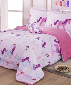 Manta Borrego/Sherpa de 4 Piezas con Funda de Almohada y