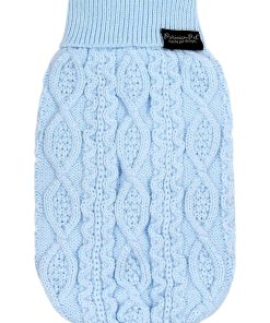 Suéter de Cuello Alto para Perros Cable Tejido Azul - Ropa