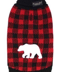 Suéter de Cuello Alto para Perros - Cuadros Rojos - Tamaño M