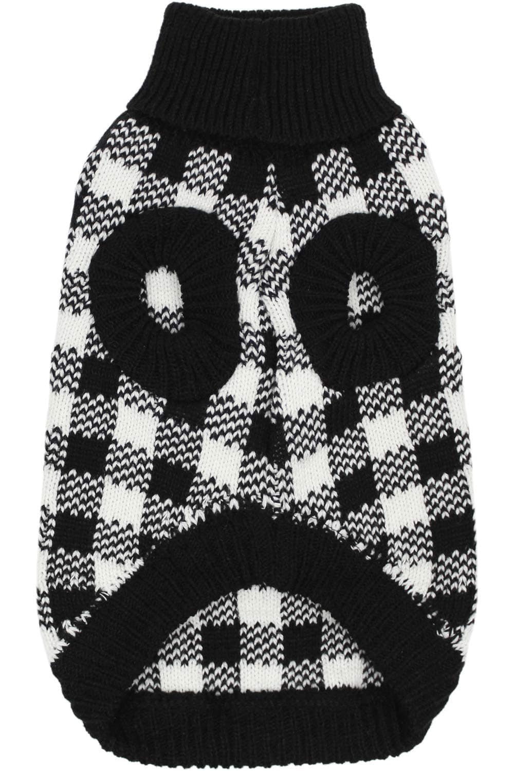 Sweater de Cuello Alto para Perros - Cuadros Negros y - Imagen 3