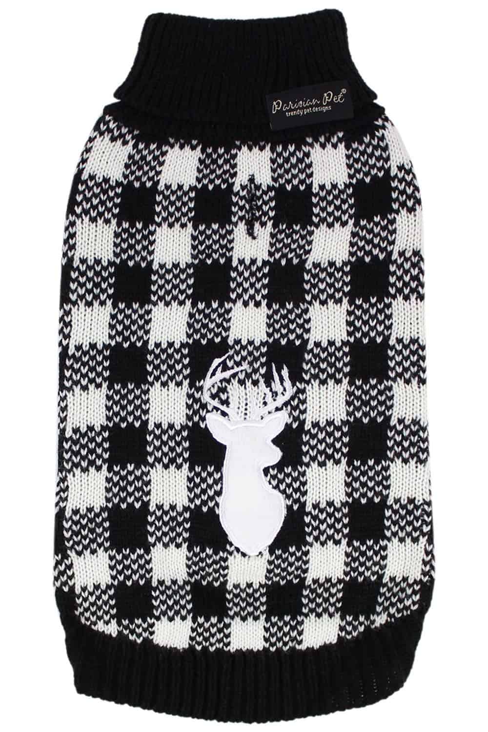 Sweater de Cuello Alto para Perros - Cuadros Negros y