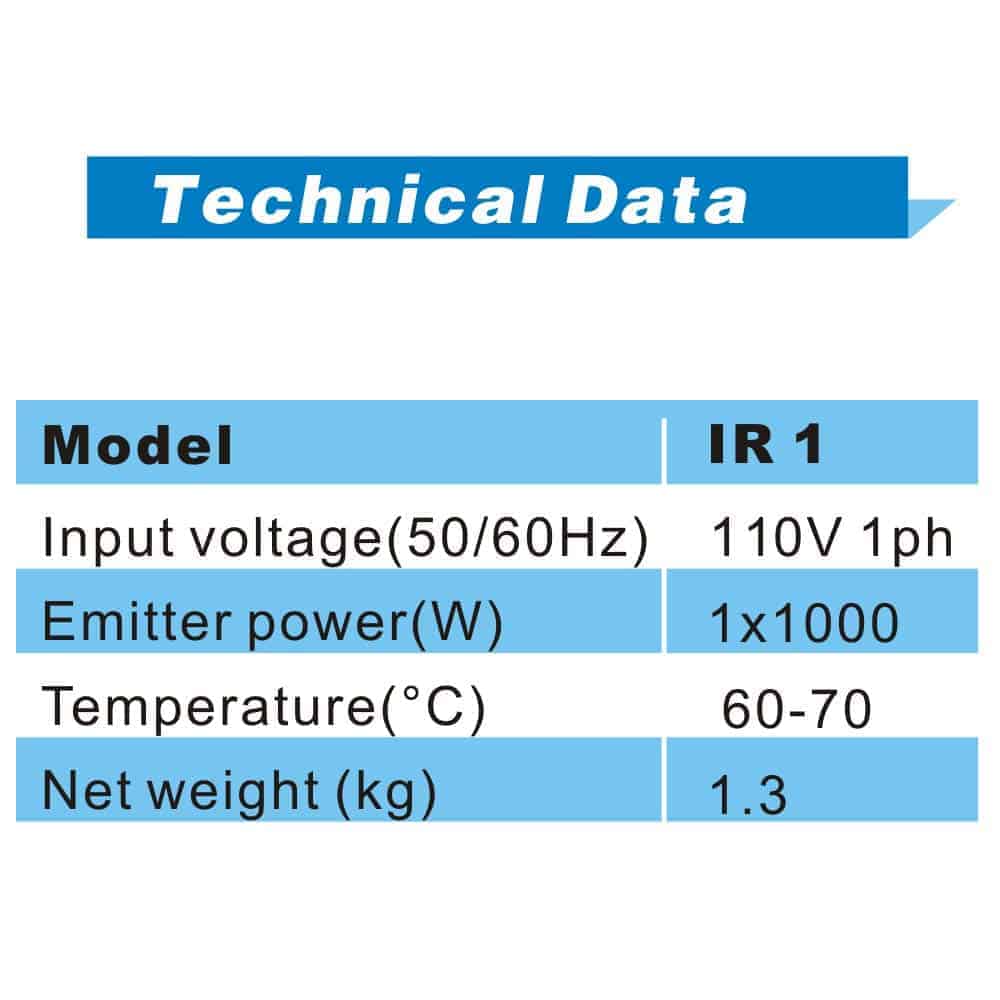 Lámpara de Curado de Pintura por Infrarrojos Solary, 1000W - Imagen 4