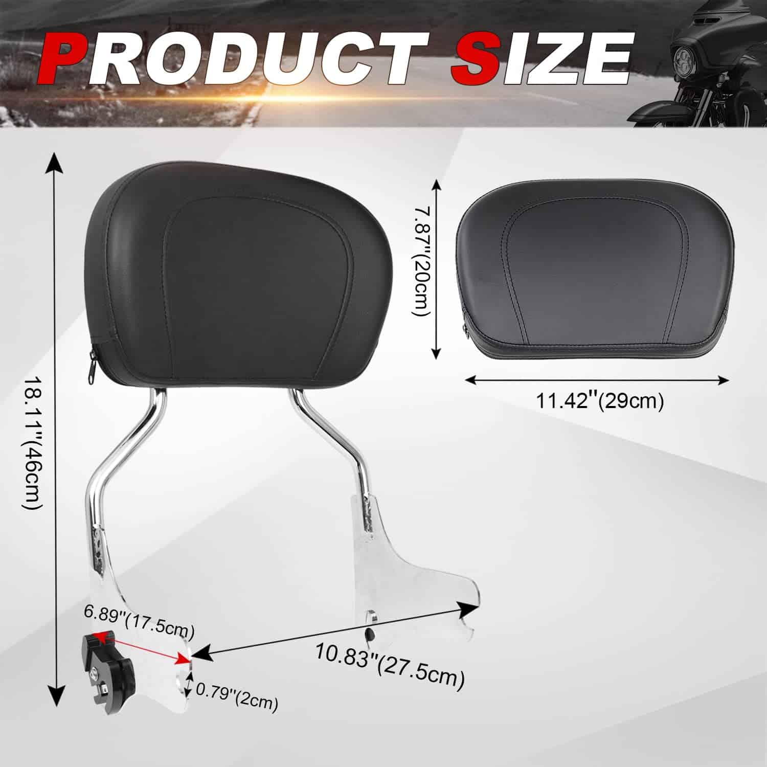 AUFER Respaldo Desmontable Sissy Bar Respaldo Trasero con - Imagen 8