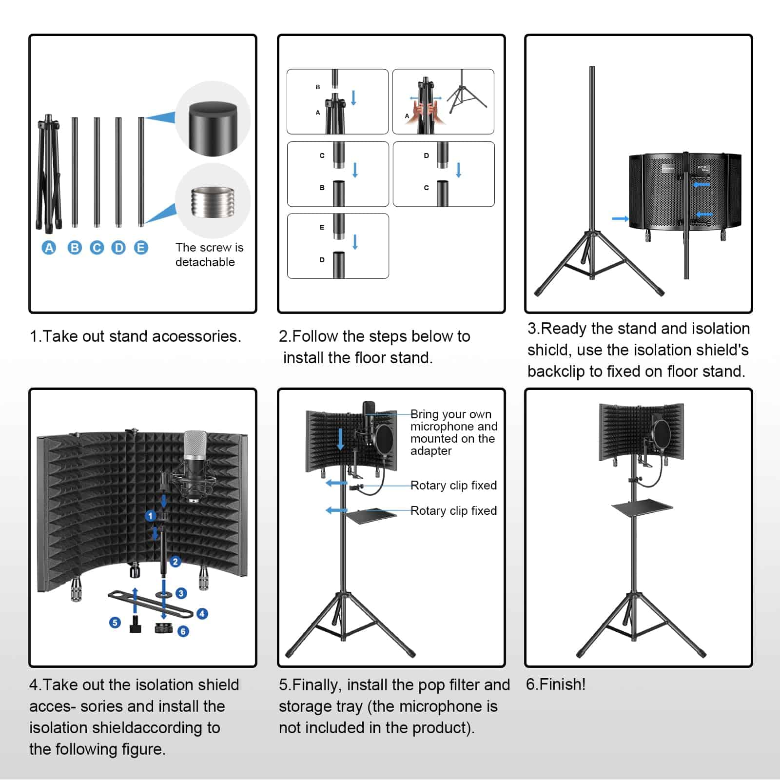 Escudo de Aislamiento para Micrófono de Grabación - Imagen 6