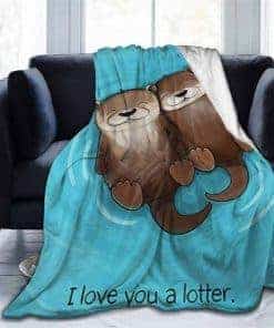 Manta de felpa con estampado de lindas nutrias marinas para