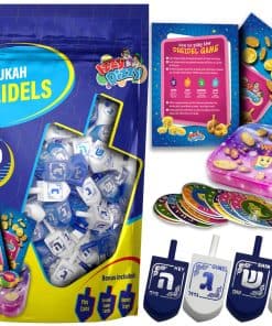 Dreidels de Hanukkah - Dreidel de Madera Azul y Blanco -