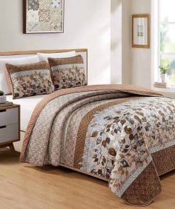 Set de Colcha Reversible Acolchada de Lujo con Estampado