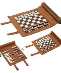 Juego de Backgammon, Ajedrez y Damas 3 en 1 de Woodronic