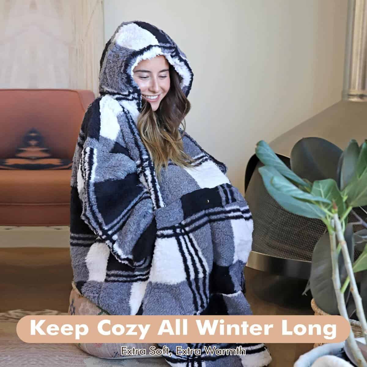 Manta con capucha extragrande para sudadera con forro polar - Imagen 4