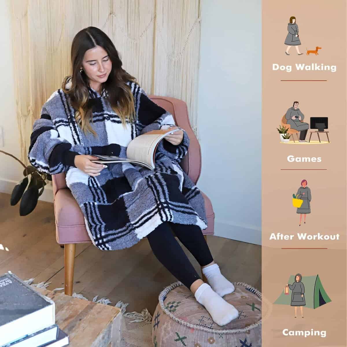 Manta con capucha extragrande para sudadera con forro polar - Imagen 3