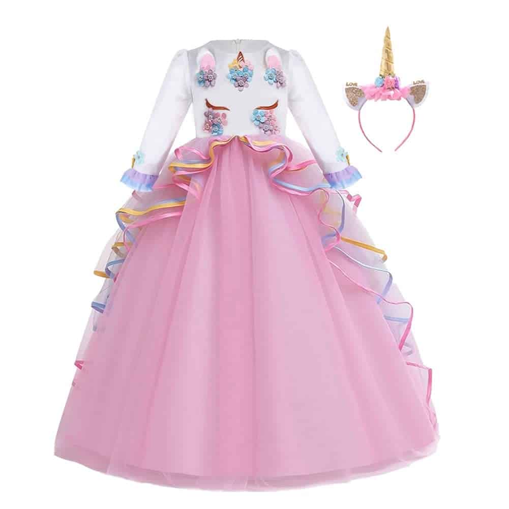 Disfraz de Unicornio para Niñas Vestido -Rosa