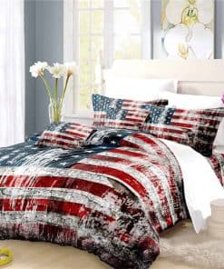 REALIN Stars and Stripes Juego de Funda Nórdica Juego de