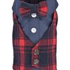 Esmoquin para perro a cuadros escoceses rojo/azul diseñado