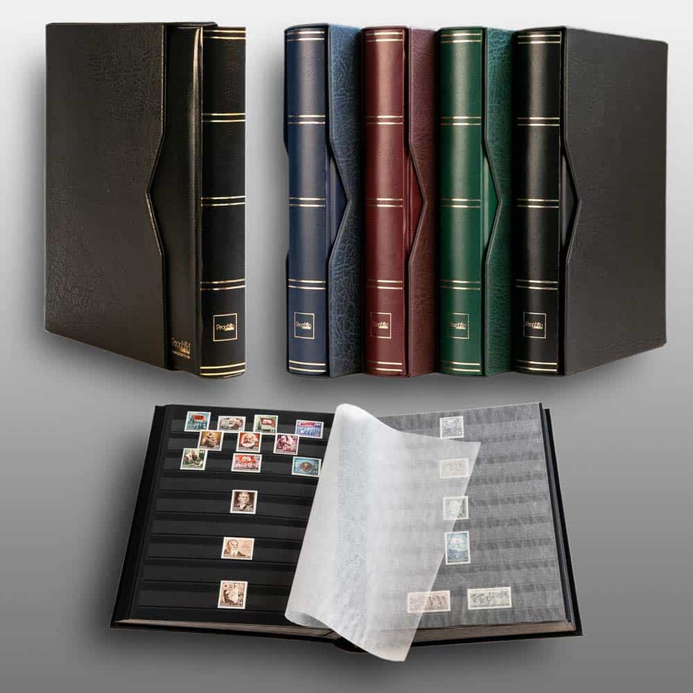 Álbum de sellos de lujo con funda, 60 páginas negras