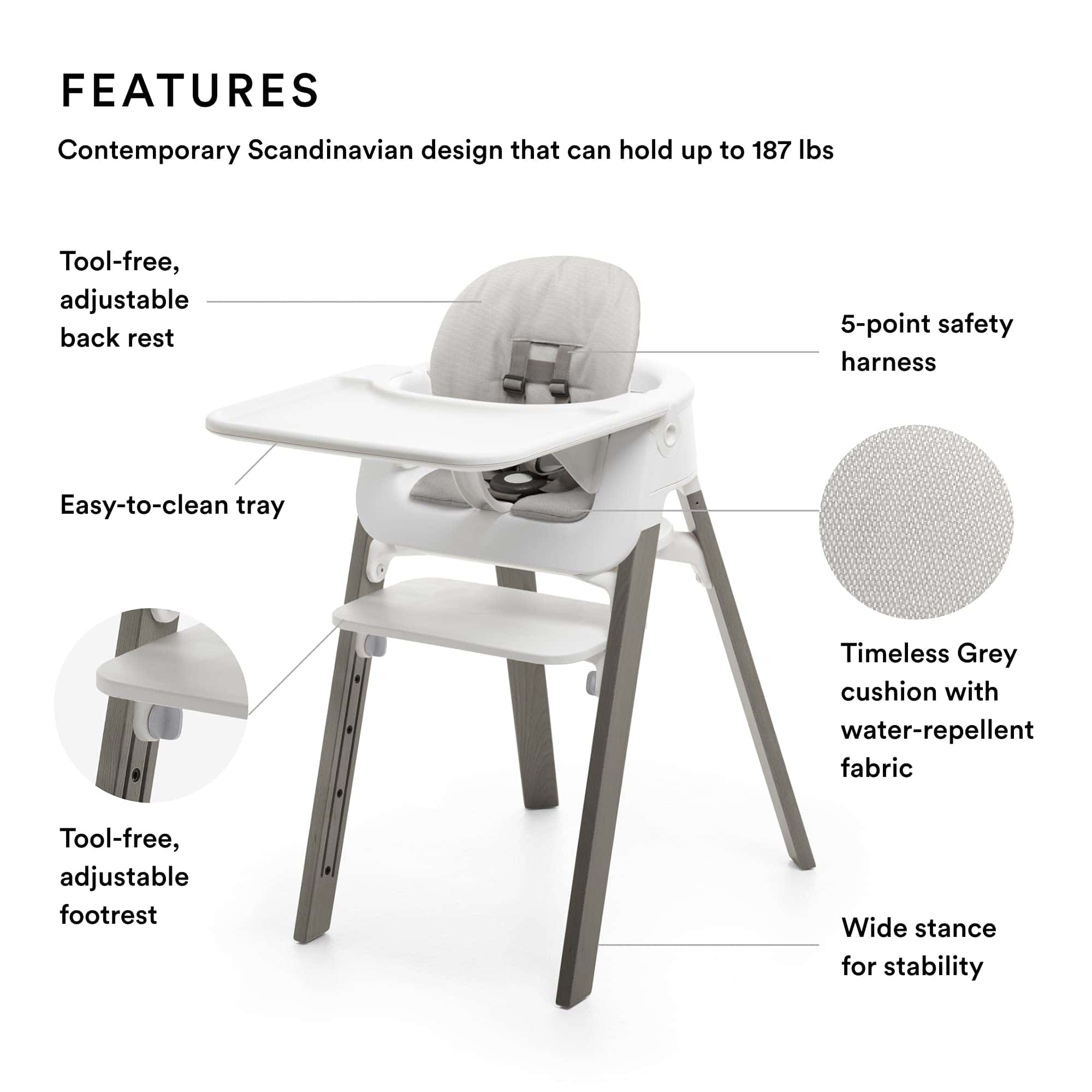 Stokke Steps Complete - Patas Gris Neblinoso, Asiento - Imagen 3