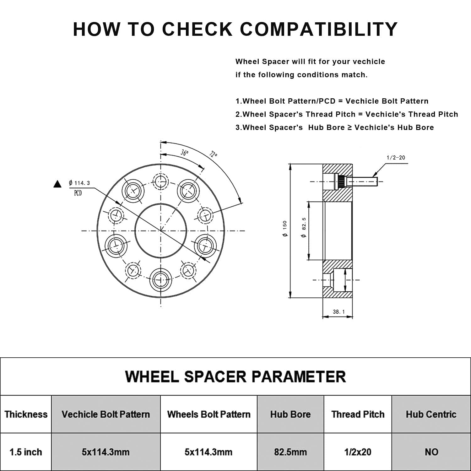 Espaciadores de rueda FLYCLE de 1.5 pulgadas 5x4.5 para TJ - Imagen 3