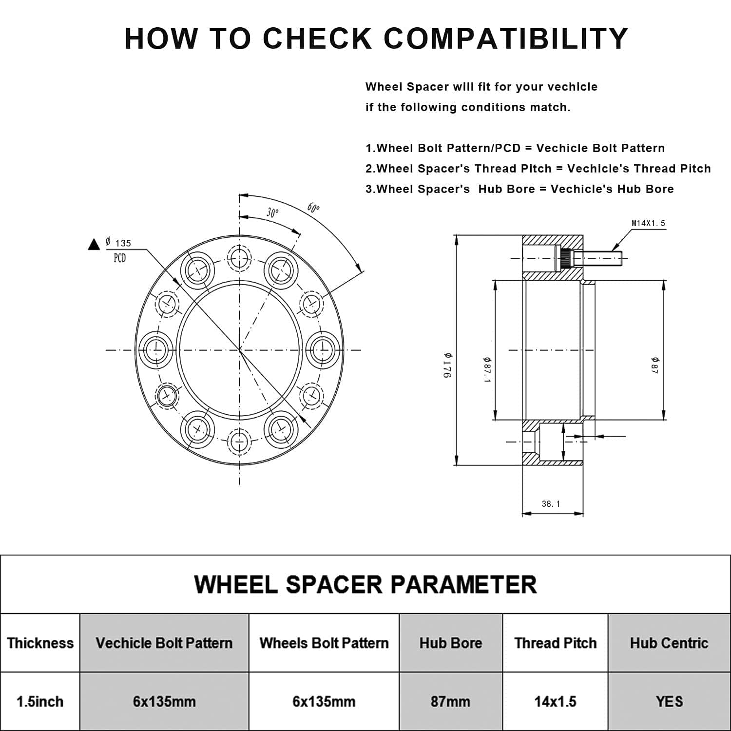 Separadores de ruedas 6 Lug 6x135 Hubcentric para 2015-2023 - Imagen 3