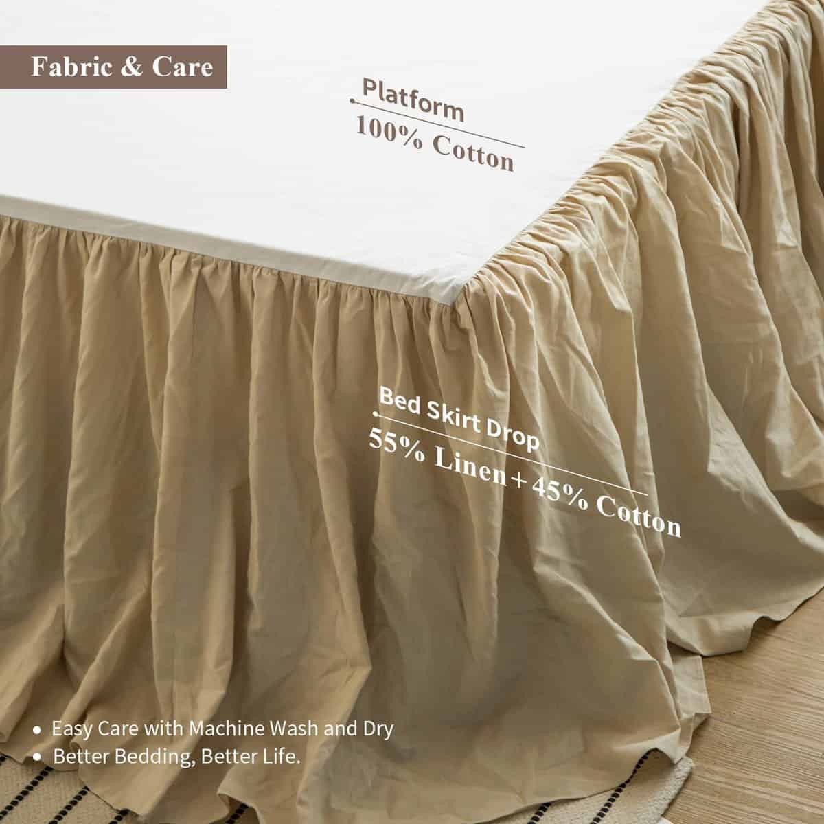 BISELINA Falda de Cama de Lino Francés -Ruffle - Lino - Imagen 4