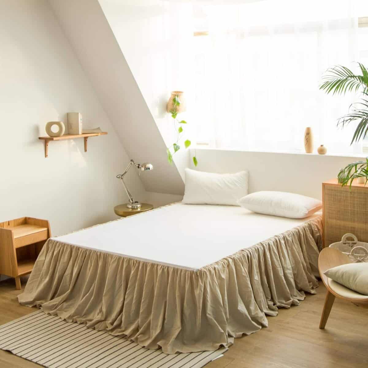 BISELINA Falda de Cama de Lino Francés -Ruffle - Lino