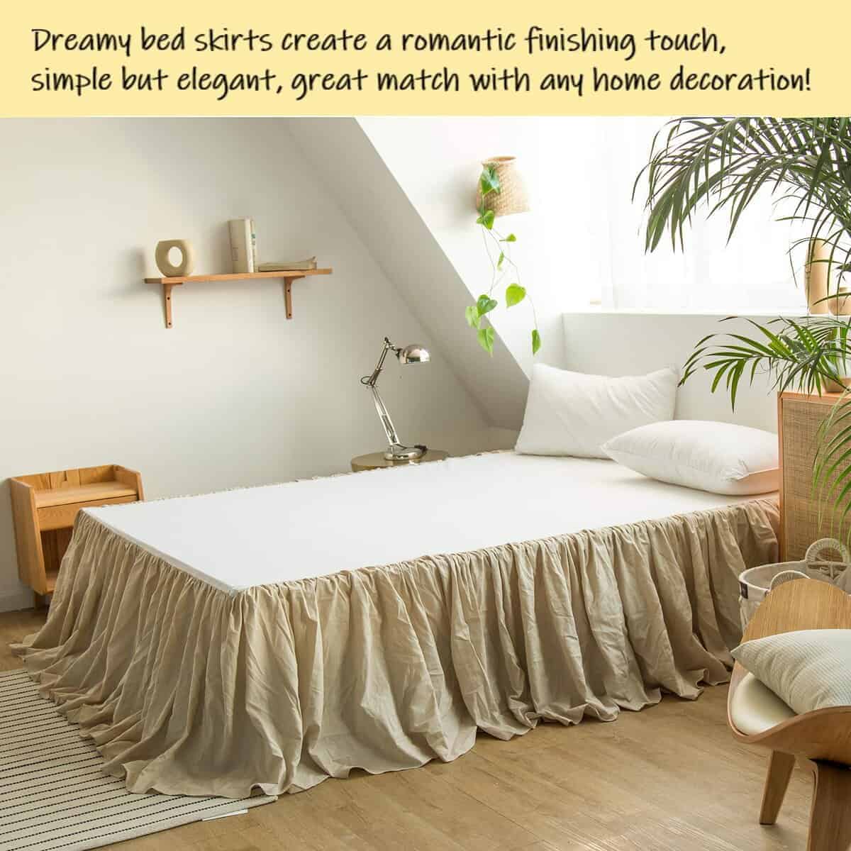 BISELINA Falda de Cama de Lino Francés -Ruffle - Lino - Imagen 7