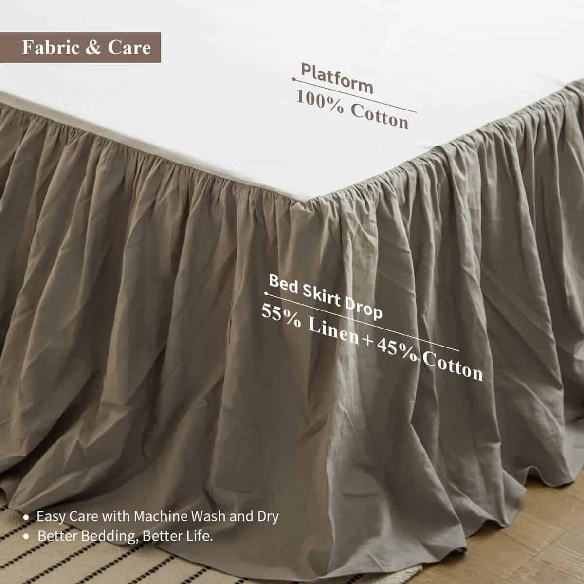 Bajera francesa de lino BISELINA con pliegues fruncidos de - Imagen 4