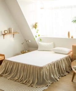 Falda de Cama con Volantes Plisados de Lino Francés