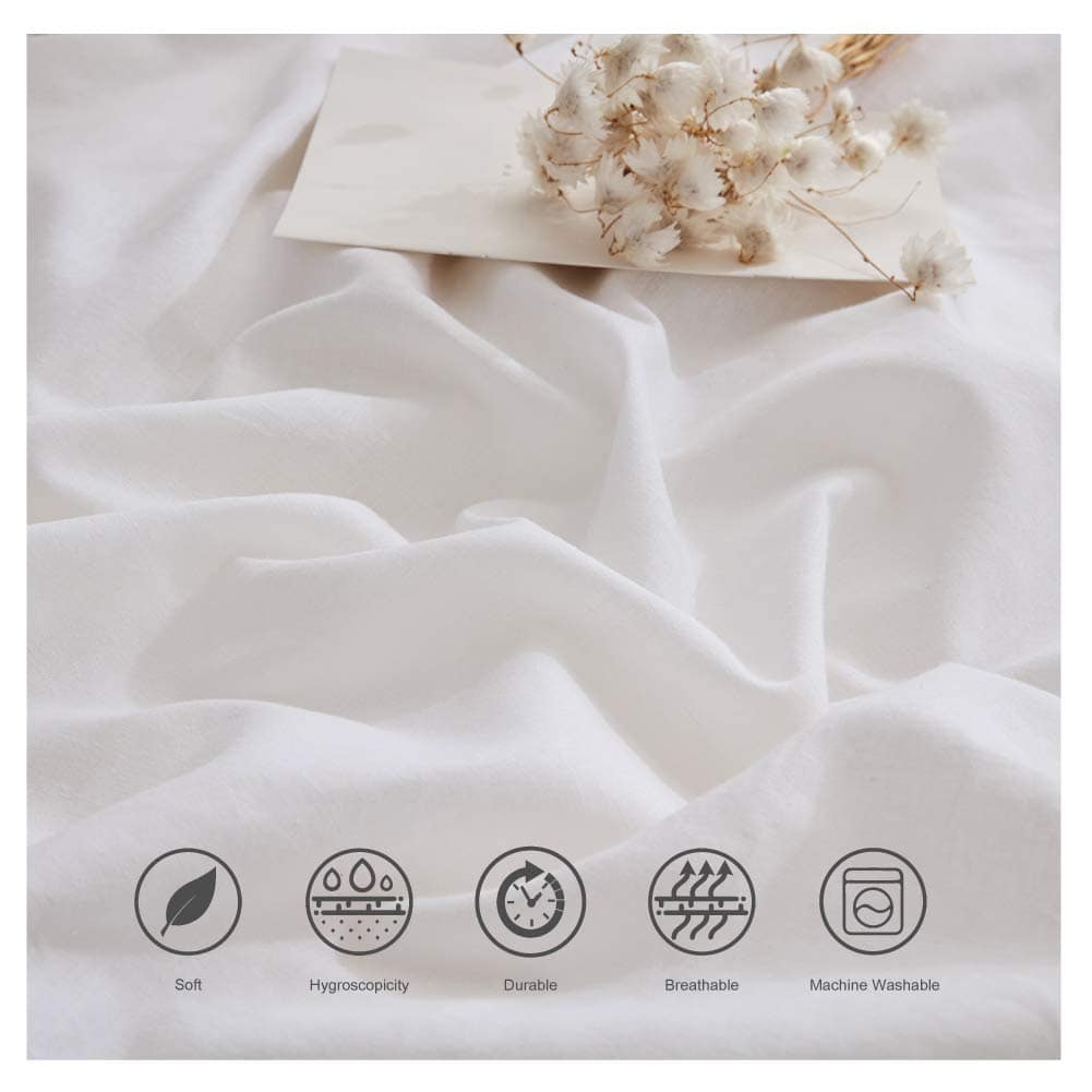 Sábana Plana de Lino Francés BISELINA 55% -Blanco - Imagen 4