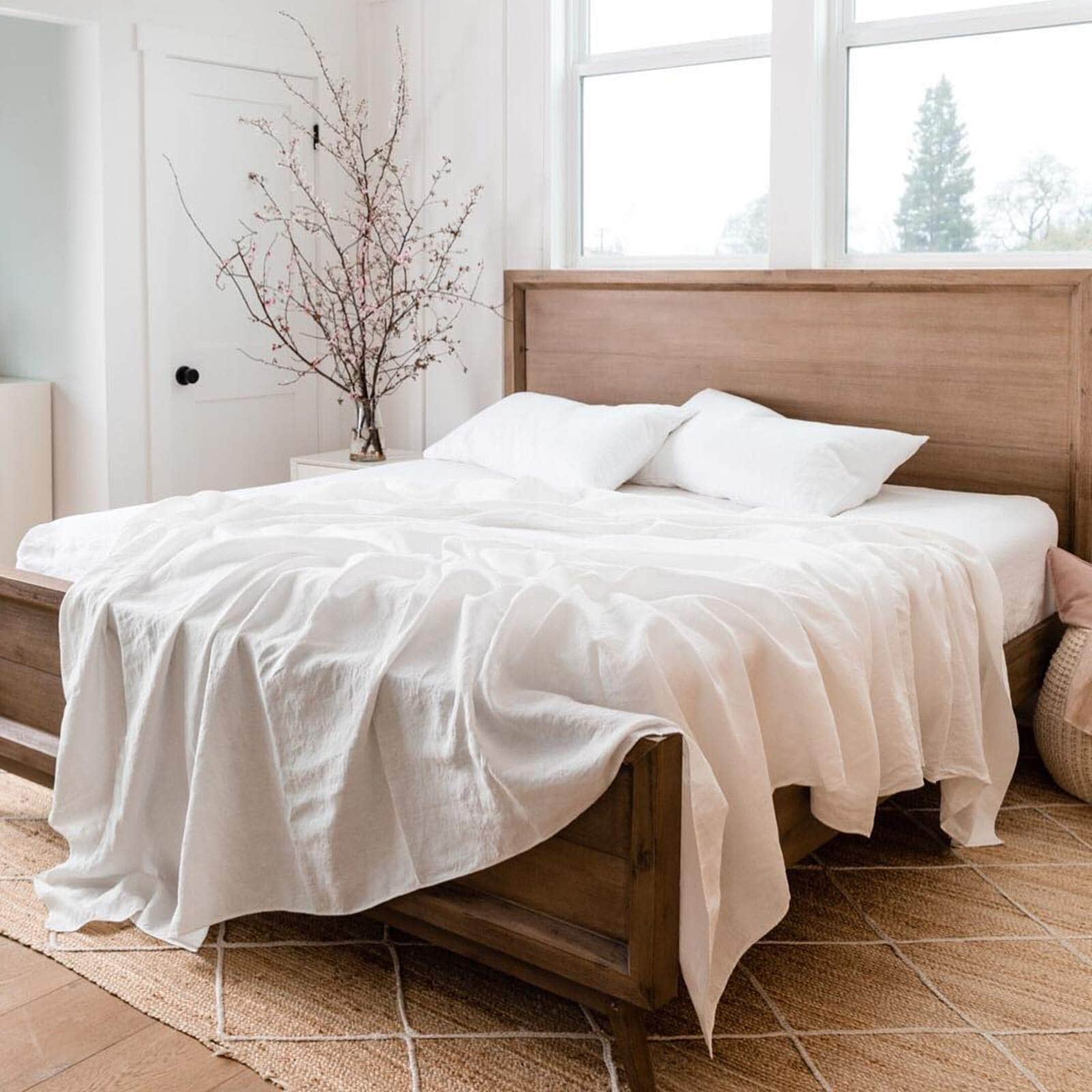 Sábana Plana de Lino Francés BISELINA 55% -Blanco