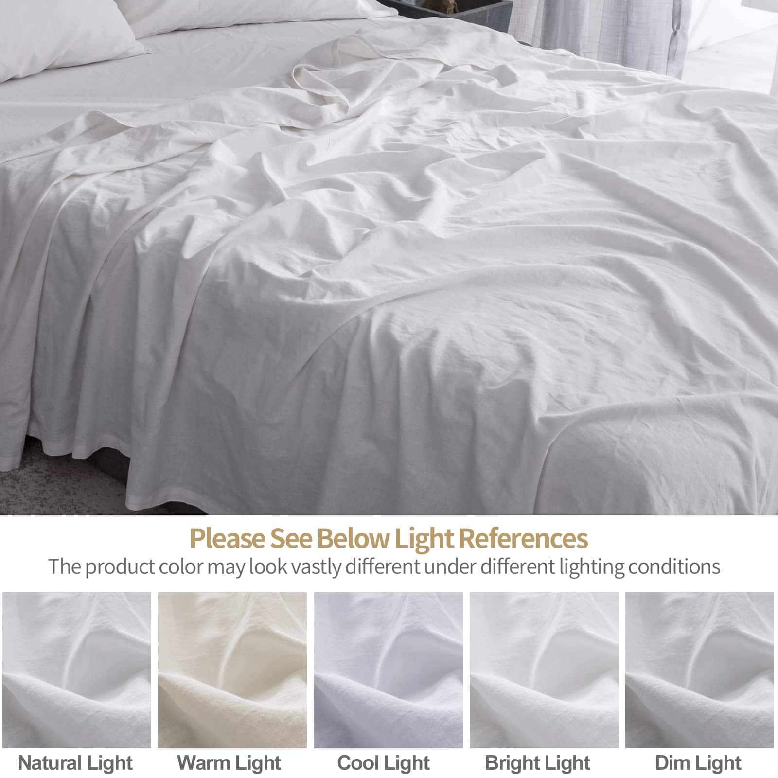 Sábana Plana de Lino Francés BISELINA 55% -Blanco - Imagen 6