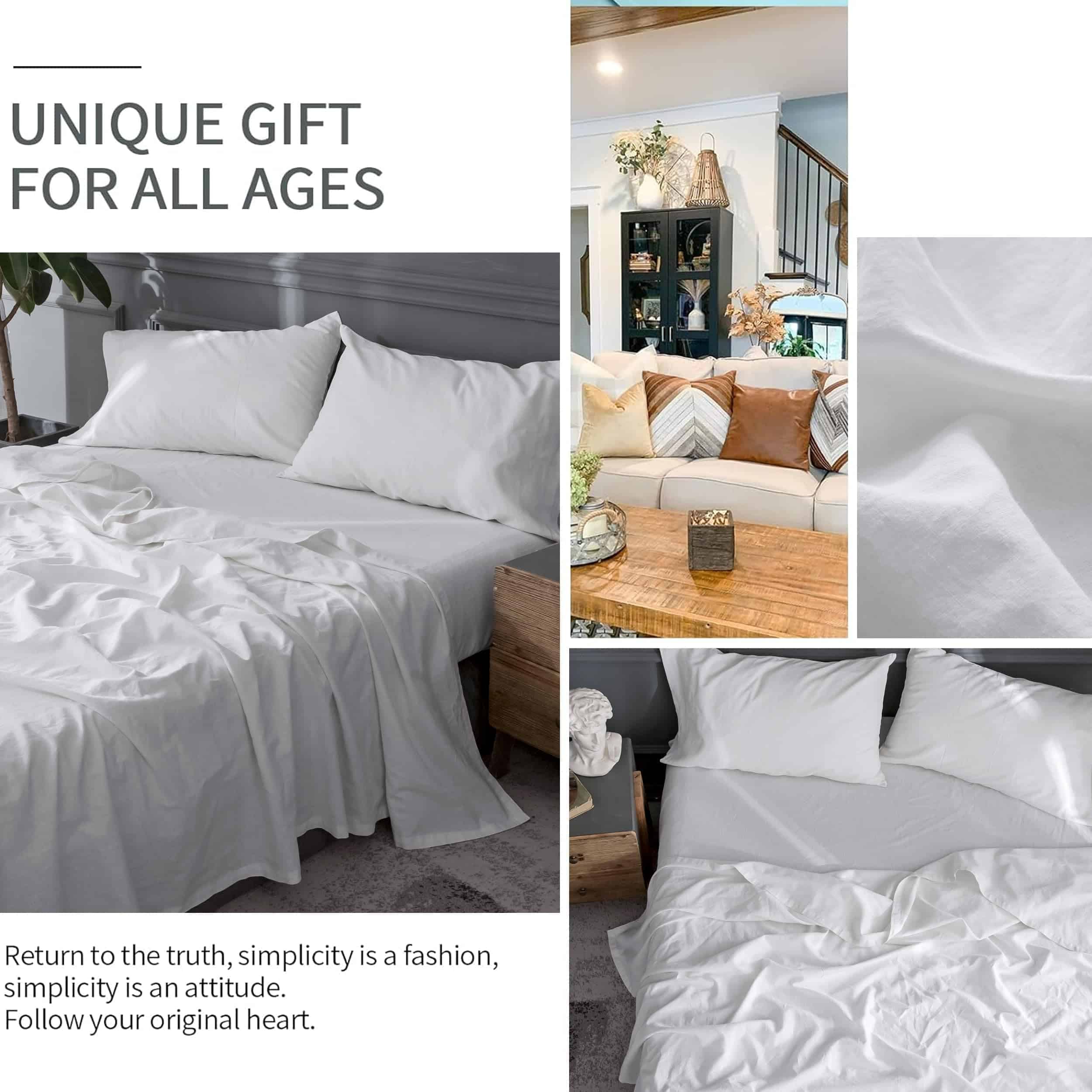 Sábana Plana de Lino Francés BISELINA 55% -Blanco - Imagen 7