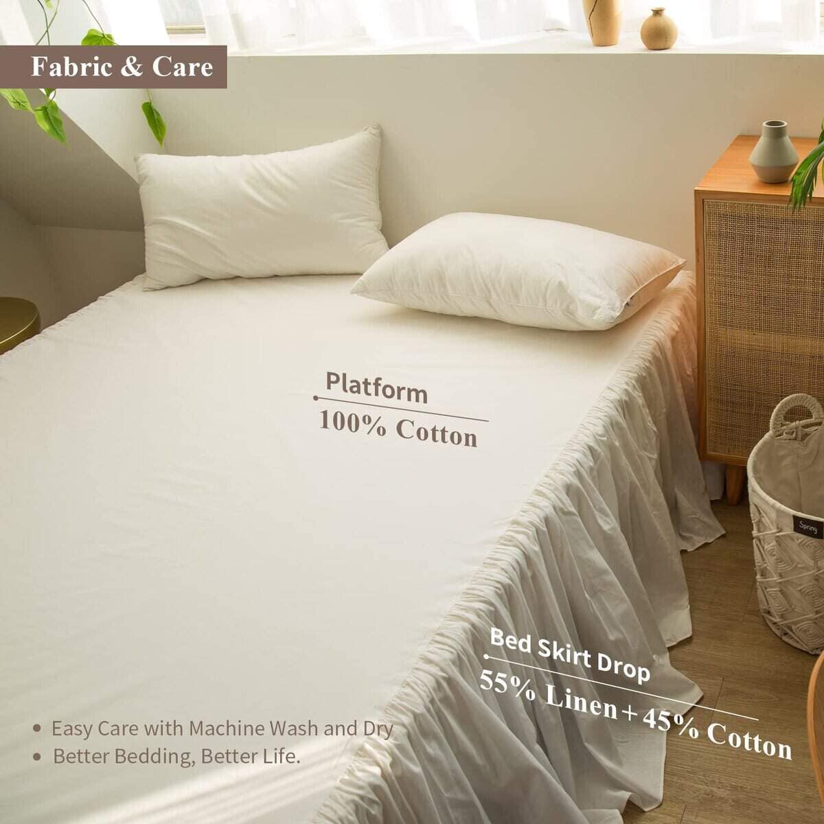 BISELINA Falda de Cama de Lino Francés con Pliegues - Imagen 4