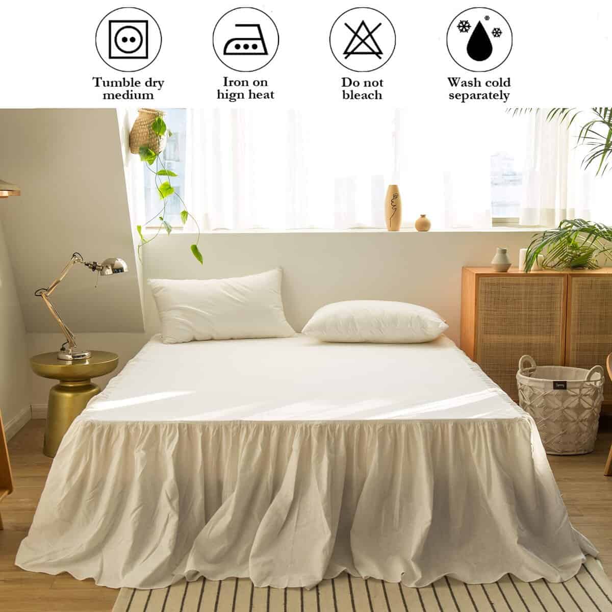 BISELINA Falda de Cama de Lino Francés con Pliegues - Imagen 7