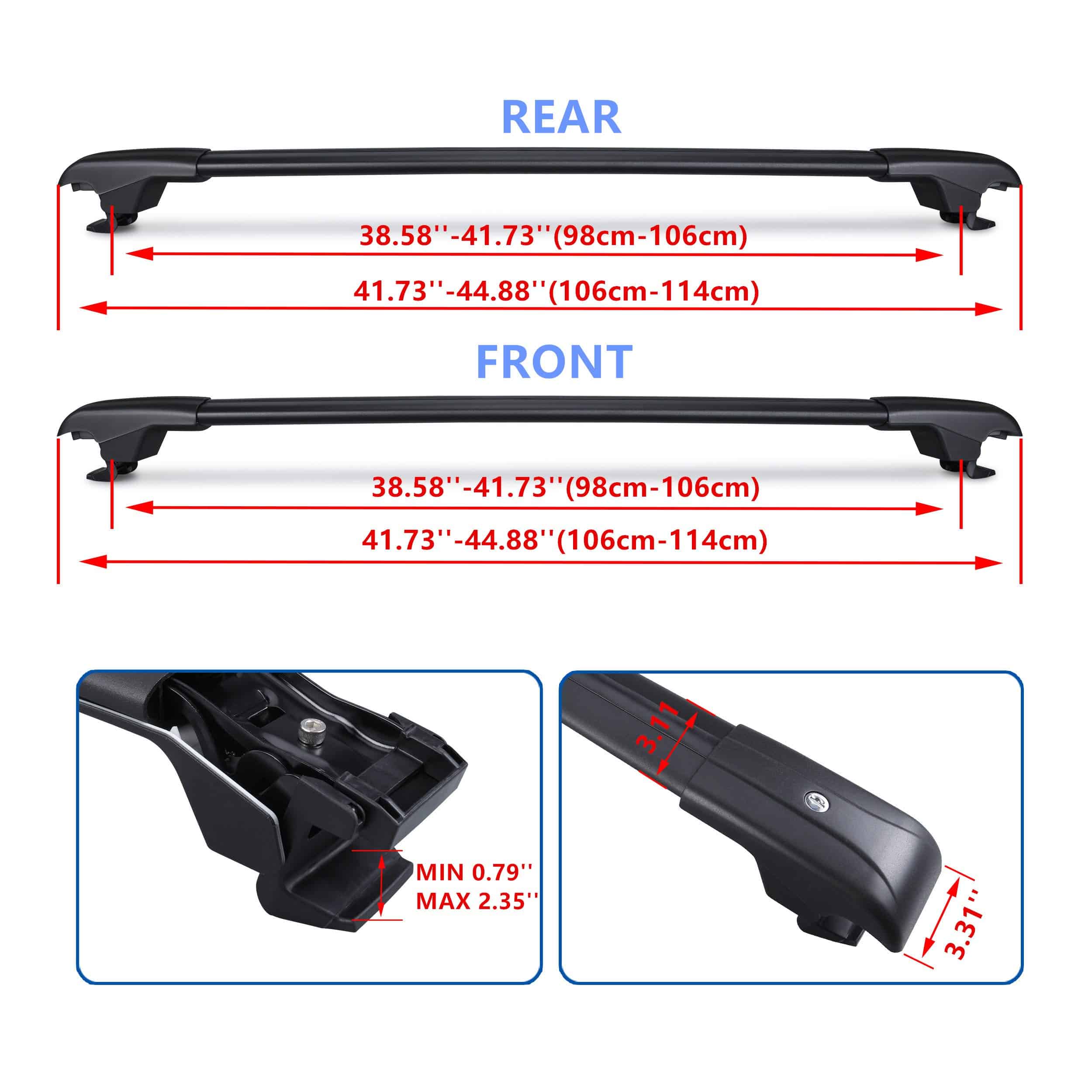 Autekcomma Barras transversales de techo de servicio pesado - Imagen 3