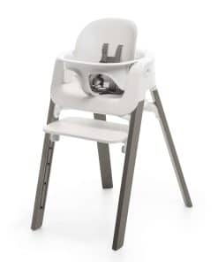 Silla alta Stokke Steps - Patas gris oscuro y asiento
