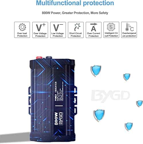 Inversor de Corriente BYGD 800W 12v DC a 110v AC Adaptador - Imagen 6