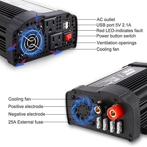Inversor de Corriente BYGD 800W 12v DC a 110v AC Adaptador - Imagen 4