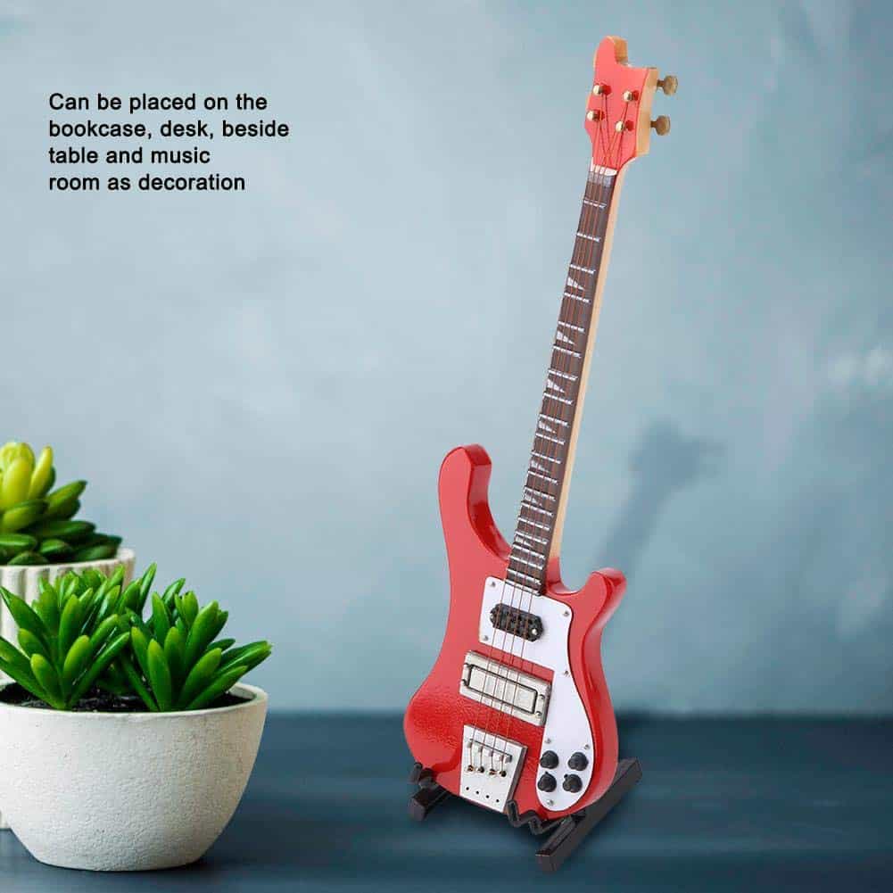 Réplica de Bajo Miniatura de Madera Rojo Modelo de - Imagen 6