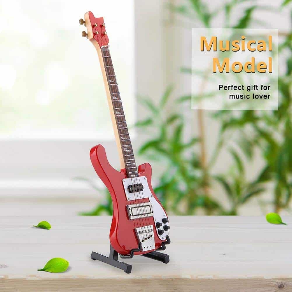 Réplica de Bajo Miniatura de Madera Rojo Modelo de - Imagen 5