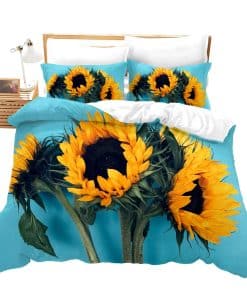 Juego de Funda nórdica con diseño de Girasol para Cama