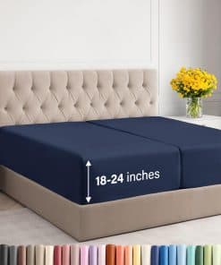 Sábana Ajustable Extra Profunda Split -Azul Marino