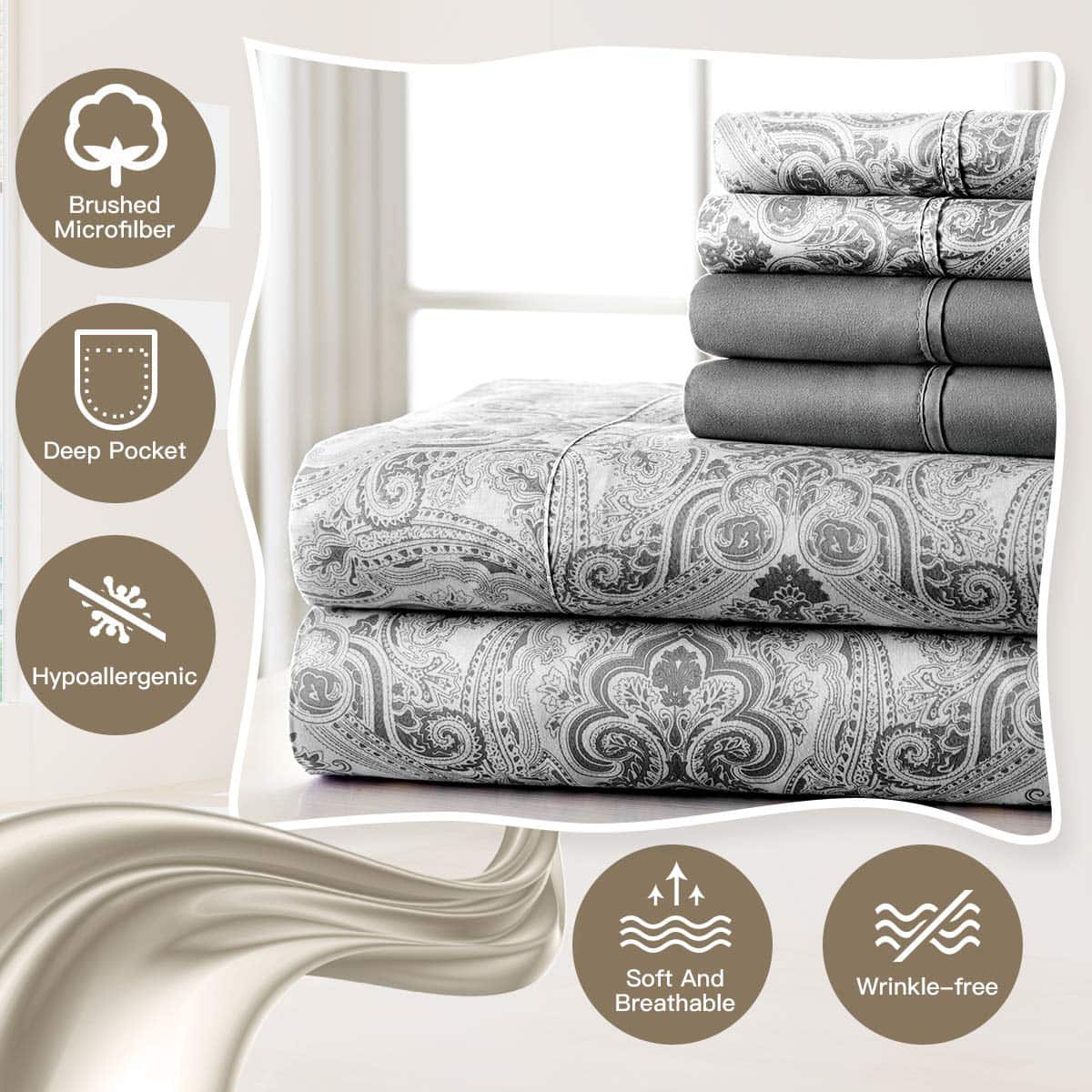 Juego de sábanas Spirit Linen Home 6 piezas Paisley Sweet - Imagen 4