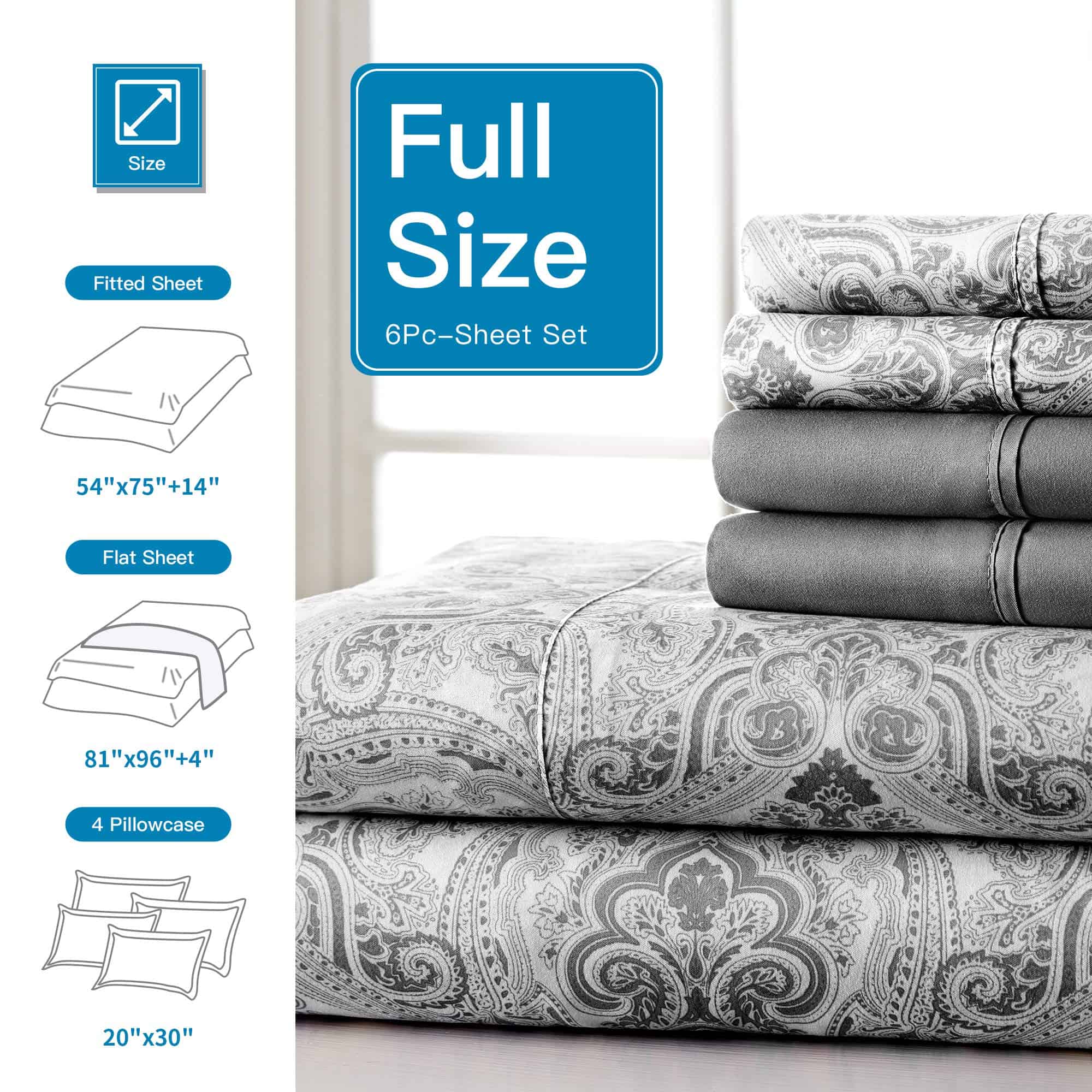 Juego de sábanas Spirit Linen Home 6 piezas Paisley Sweet - Imagen 3