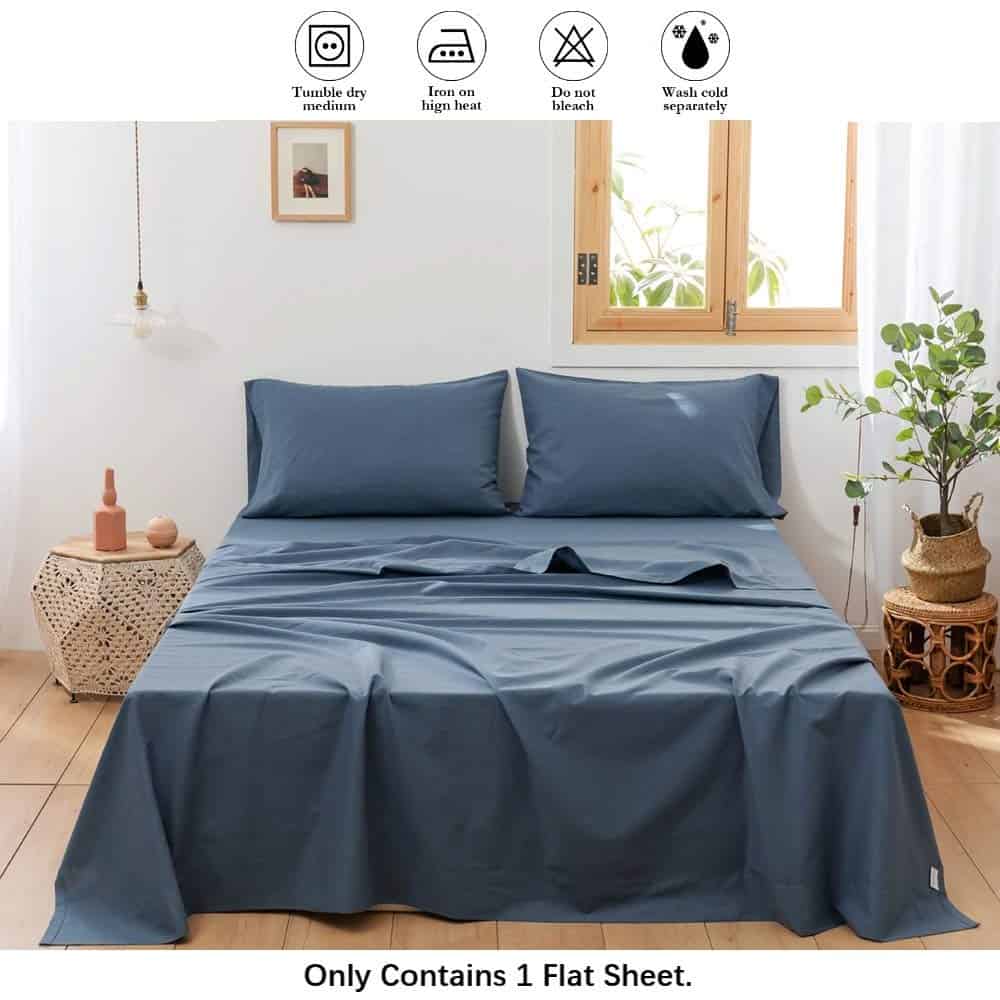 Sábana plana de lino francés BISELINA 55% -Azul Marino - Imagen 7