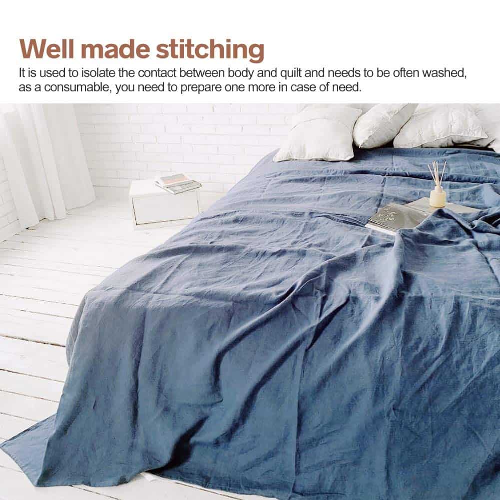 Sábana plana de lino francés BISELINA 55% -Azul Marino - Imagen 5