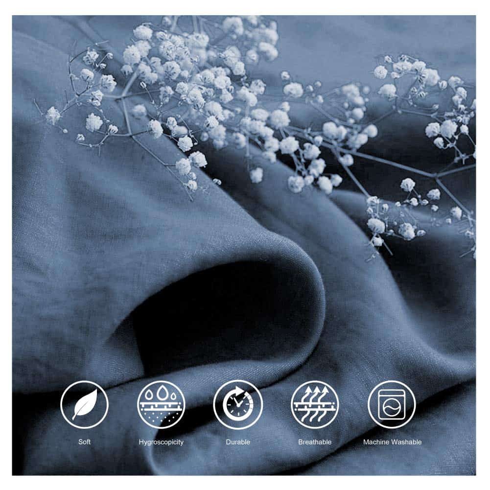 Sábana plana de lino francés BISELINA 55% -Azul Marino - Imagen 4