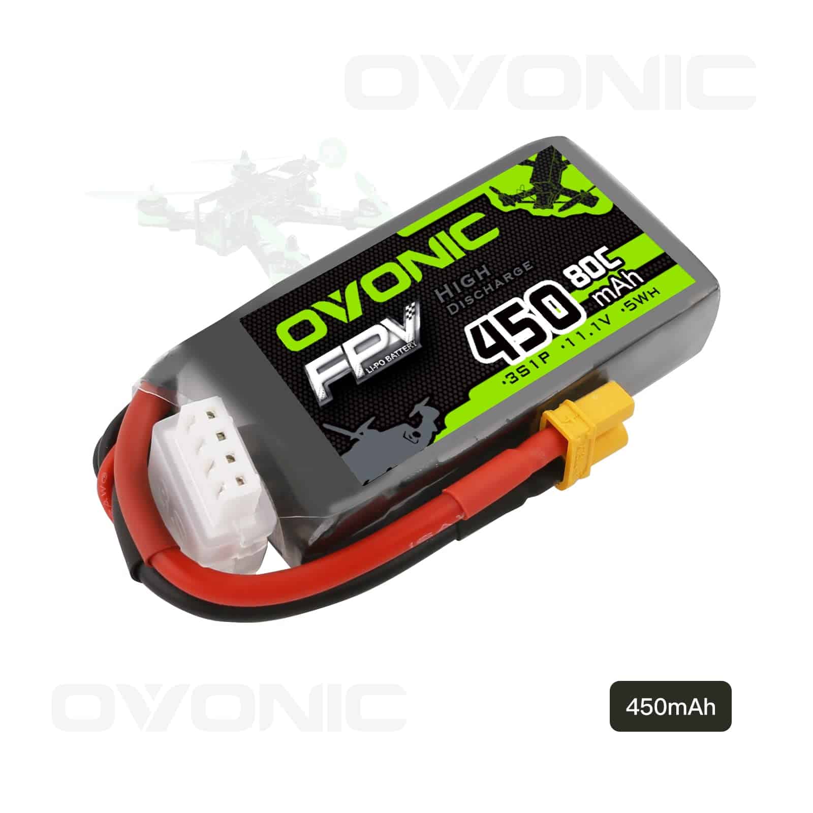 Batería Lipo OVONIC 3S 80C 450mAh 11.1V con Conector XT30 - Imagen 3